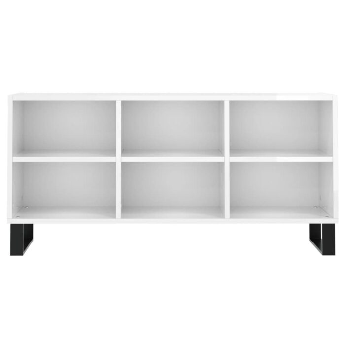 Meuble TV blanc brillant 103,5x30x50 cm bois d'ingénierie – Image 2