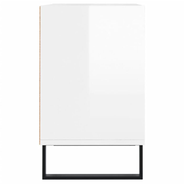 Meuble TV blanc brillant 103,5x30x50 cm bois d'ingénierie – Image 3