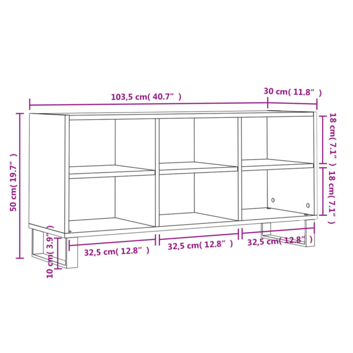 Meuble TV gris béton 103,5x30x50 cm bois d'ingénierie – Image 7