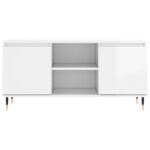 Meuble TV blanc brillant 104x35x50 cm bois d'ingénierie – Image 3