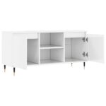 Meuble TV blanc brillant 104x35x50 cm bois d'ingénierie – Image 4