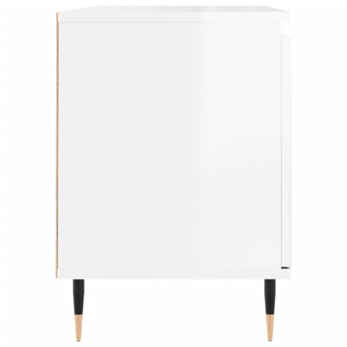 Meuble TV blanc brillant 104x35x50 cm bois d'ingénierie – Image 5
