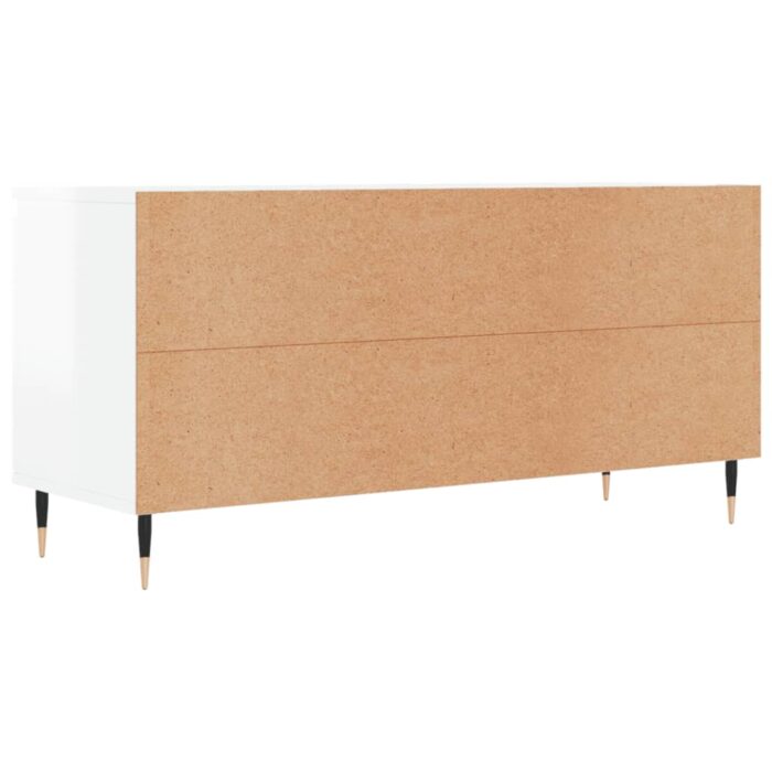 Meuble TV blanc brillant 104x35x50 cm bois d'ingénierie – Image 6
