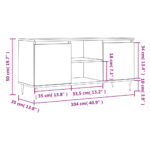 Meuble TV blanc brillant 104x35x50 cm bois d'ingénierie – Image 9