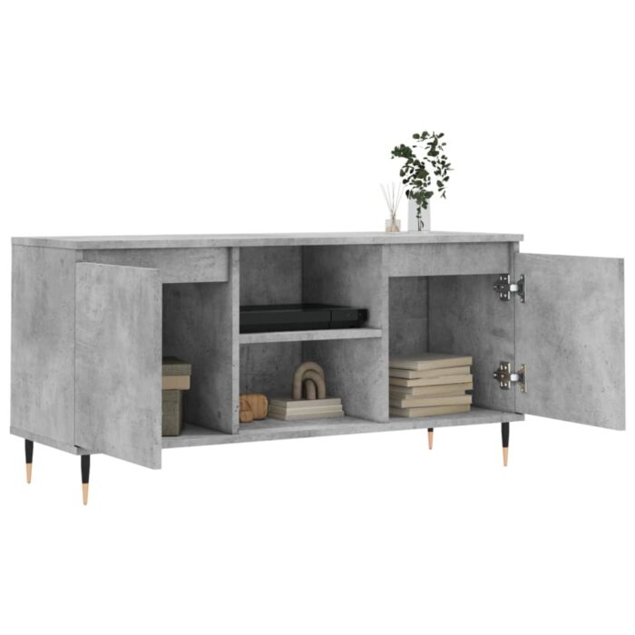 Meuble TV gris béton 104x35x50 cm bois d'ingénierie – Image 2