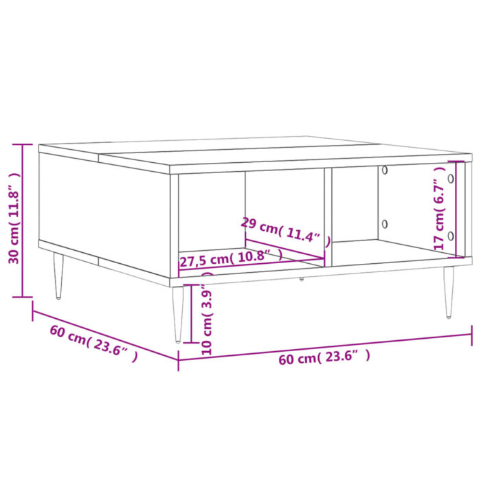 Table basse blanc 60x60x30 cm bois d'ingénierie – Image 6