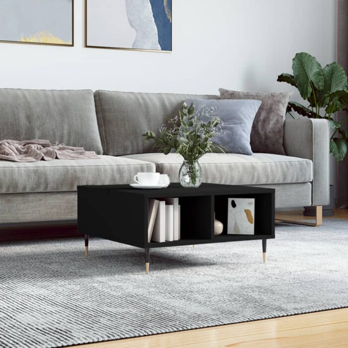Table basse noir 60x60x30 cm bois d'ingénierie – Image 1