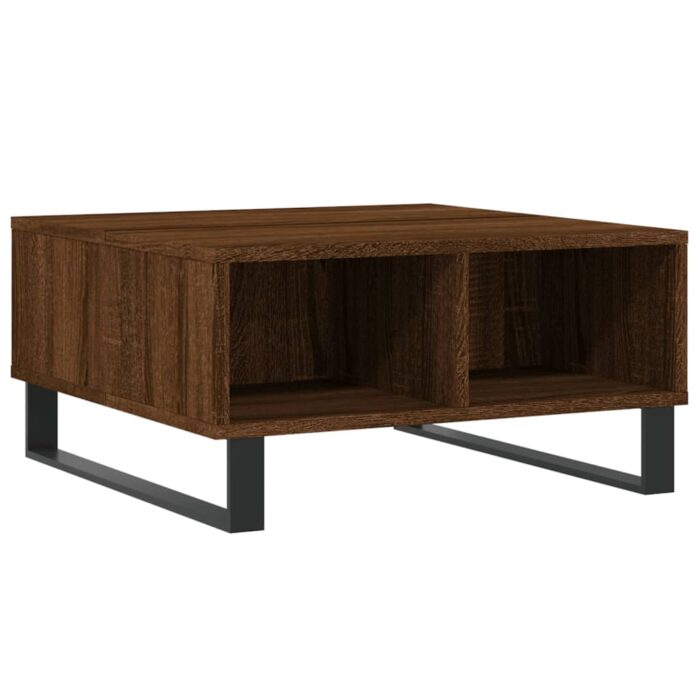 Table basse chêne marron 60x60x30 cm bois d'ingénierie – Image 4