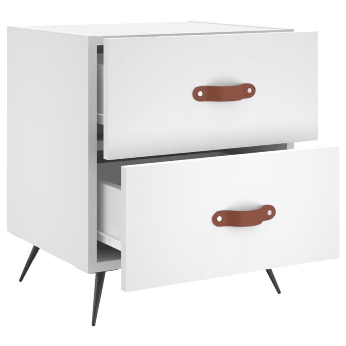 Tables de chevet 2 pcs blanc 40x35x47,5 cm bois d’ingénierie – Image 6