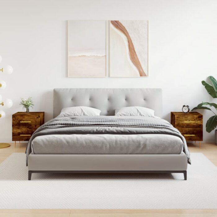 Tables de chevet 2pcs chêne fumé 40x35x47,5cm bois d’ingénierie – Image 1