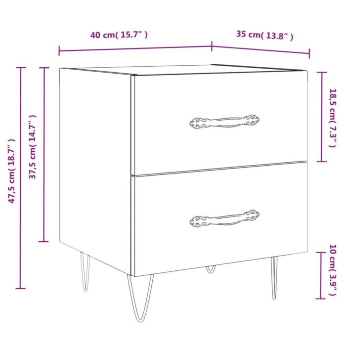Tables de chevet 2 pcs blanc 40x35x47,5 cm bois d’ingénierie – Image 11