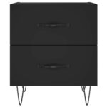Tables de chevet 2 pcs noir 40x35x47,5 cm bois d’ingénierie – Image 4