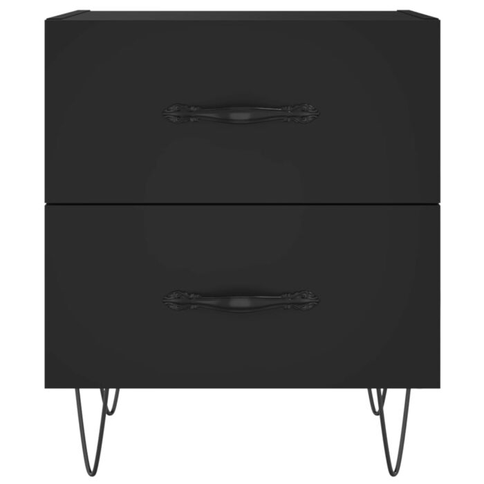 Tables de chevet 2 pcs noir 40x35x47,5 cm bois d’ingénierie – Image 4