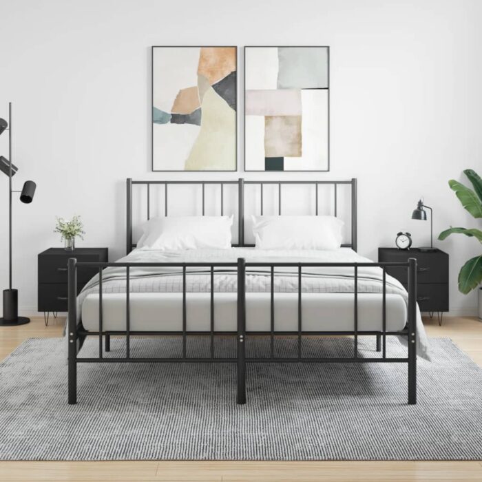 Tables de chevet 2 pcs noir 40x35x47,5 cm bois d’ingénierie – Image 1