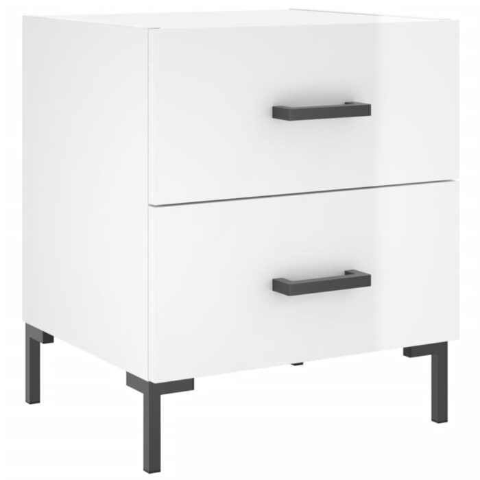 Tables de chevet 2 pcs blanc brillant 40x35x47,5 cm – Image 3