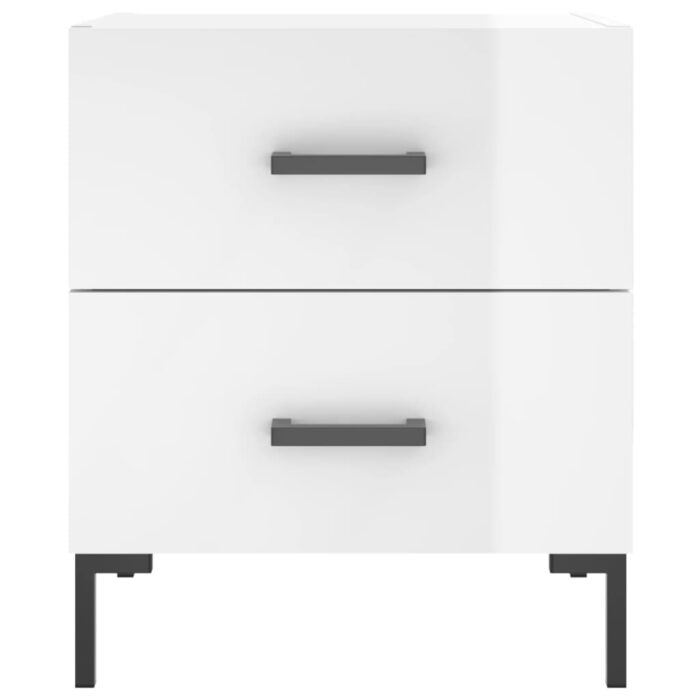 Tables de chevet 2 pcs blanc brillant 40x35x47,5 cm – Image 4