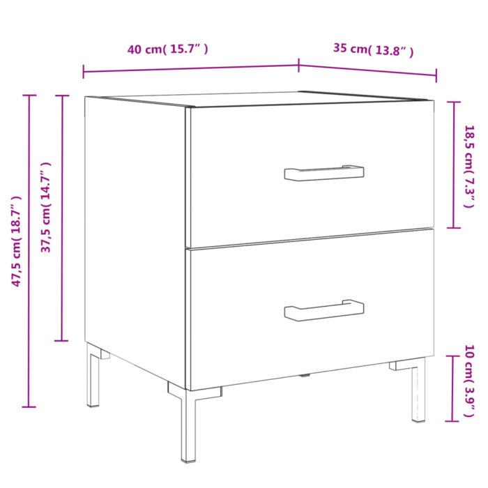 Tables de chevet 2 pcs chêne marron 40x35x47,5 cm – Image 11