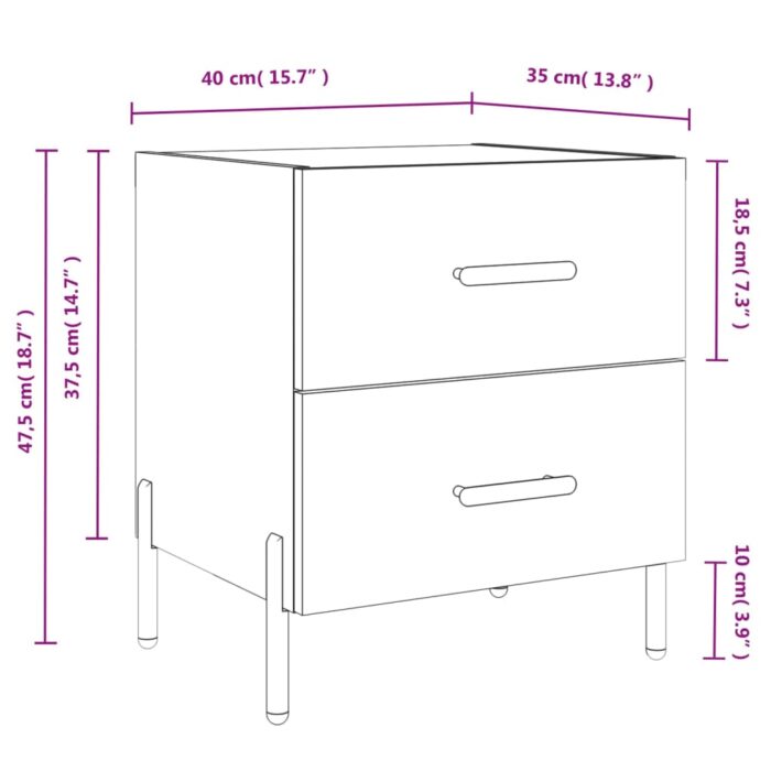 Tables de chevet 2 pcs blanc 40x35x47,5 cm bois d’ingénierie – Image 11