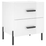 Tables de chevet 2 pcs blanc brillant 40x35x47,5 cm – Image 3