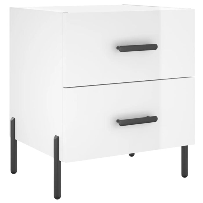 Tables de chevet 2 pcs blanc brillant 40x35x47,5 cm – Image 3