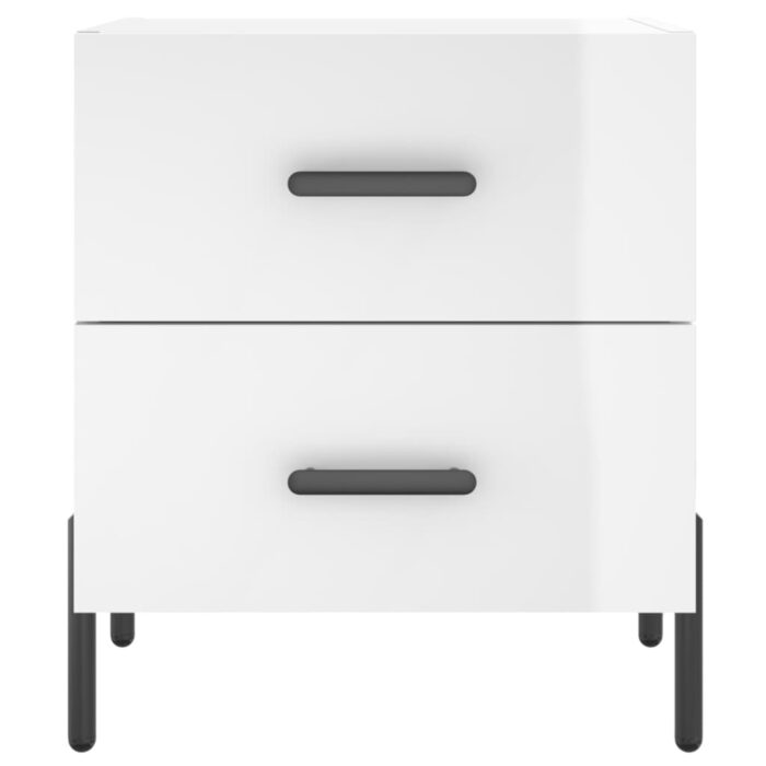 Tables de chevet 2 pcs blanc brillant 40x35x47,5 cm – Image 4