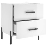 Tables de chevet 2 pcs blanc brillant 40x35x47,5 cm – Image 6