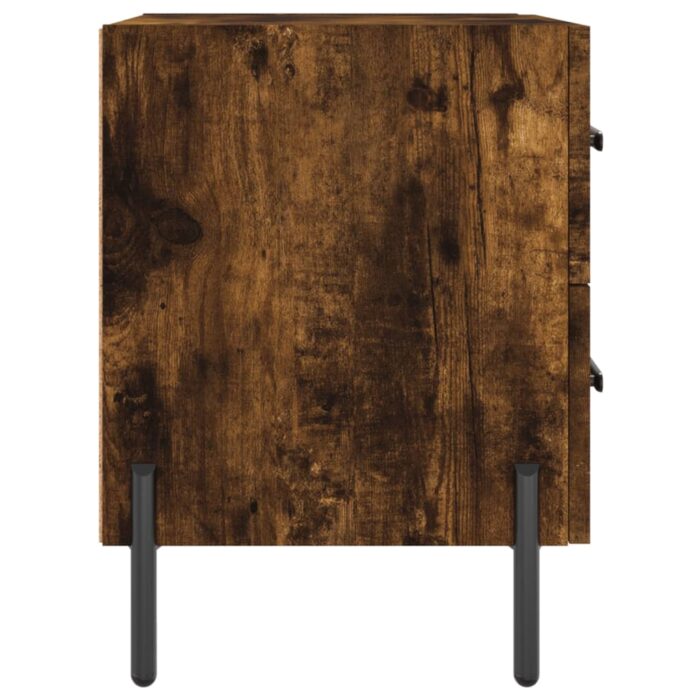 Table de chevet chêne fumé 40x35x47,5 cm bois d’ingénierie – Image 5