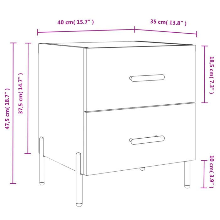 Tables de chevet 2 pcs sonoma gris 40x35x47,5 cm – Image 11