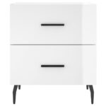 Tables de chevet 2 pcs blanc brillant 40x35x47,5 cm – Image 4