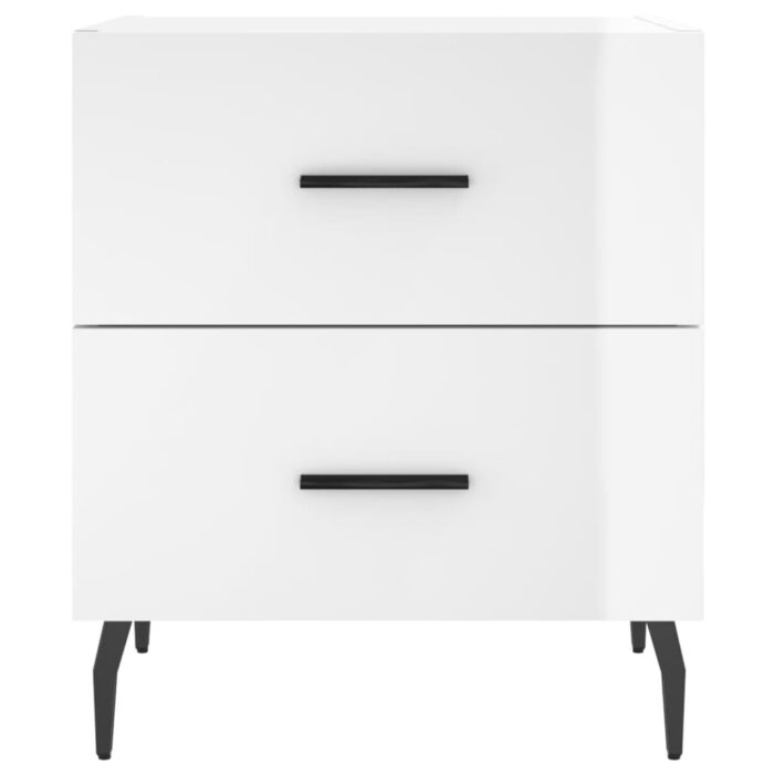 Tables de chevet 2 pcs blanc brillant 40x35x47,5 cm – Image 4
