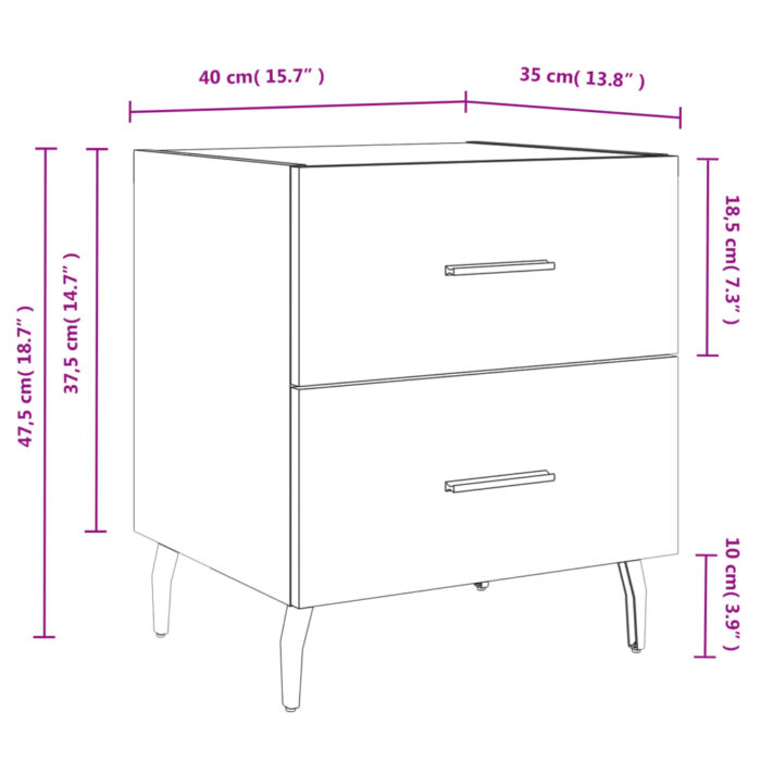 Tables de chevet 2pcs chêne fumé 40x35x47,5cm bois d’ingénierie – Image 11