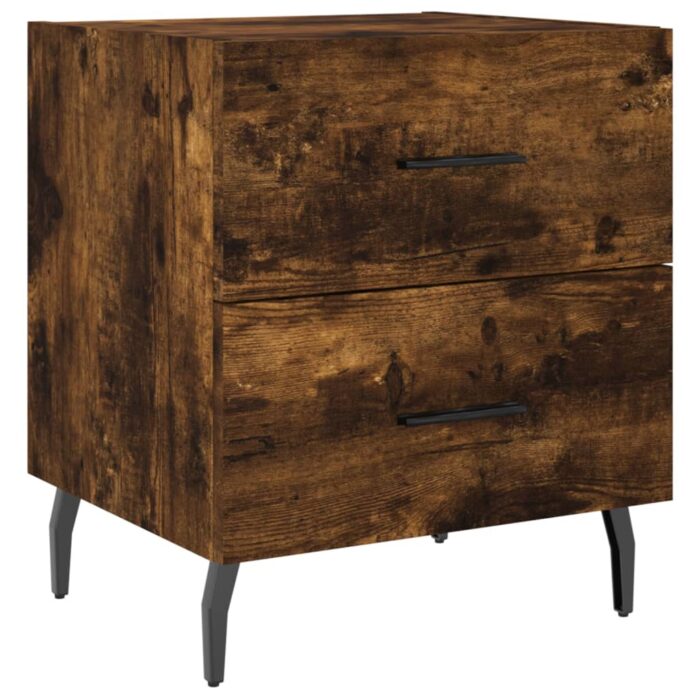 Tables de chevet 2pcs chêne fumé 40x35x47,5cm bois d’ingénierie – Image 3