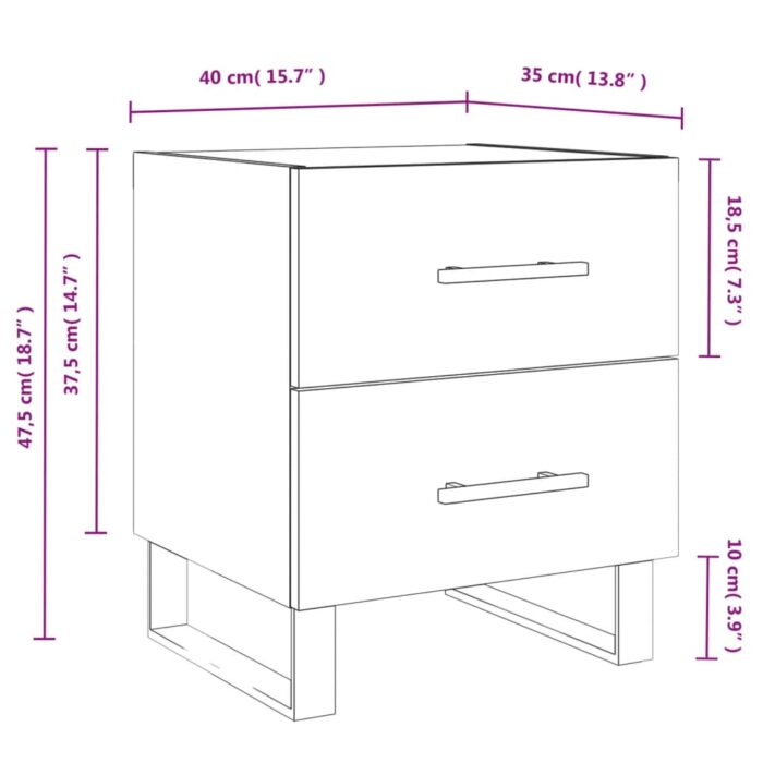 Tables de chevet 2pcs chêne fumé 40x35x47,5cm bois d’ingénierie – Image 11