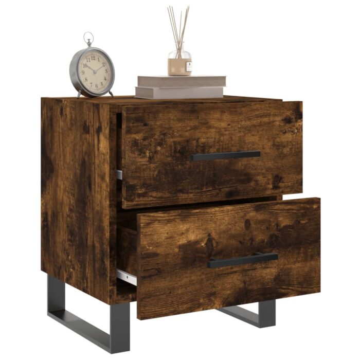 Tables de chevet 2pcs chêne fumé 40x35x47,5cm bois d’ingénierie – Image 2