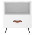 Table de chevet blanc 40x35x47,5 cm bois d’ingénierie – Image 2