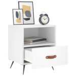Table de chevet blanc 40x35x47,5 cm bois d’ingénierie – Image 5