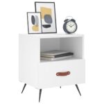Table de chevet blanc 40x35x47,5 cm bois d’ingénierie – Image 6