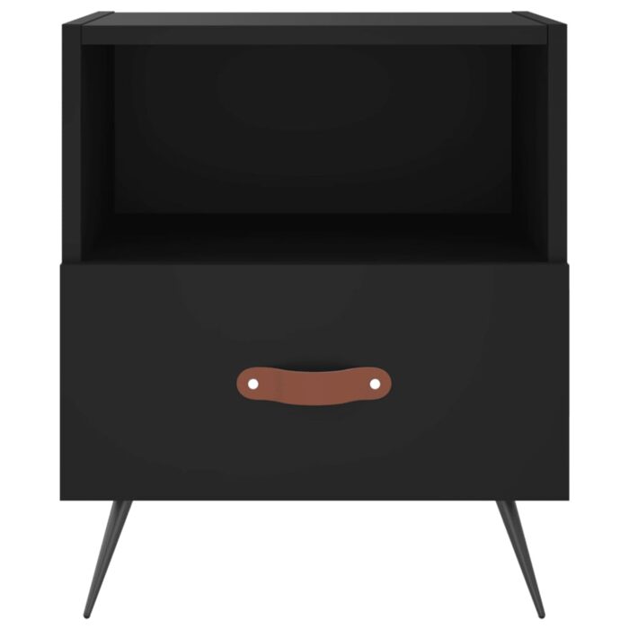 Tables de chevet 2 pcs noir 40x35x47,5 cm bois d’ingénierie – Image 4