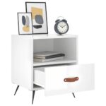 Tables de chevet 2 pcs blanc brillant 40x35x47,5 cm – Image 2