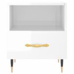 Table de chevet blanc brillant 40x35x47,5 cm bois d’ingénierie – Image 2