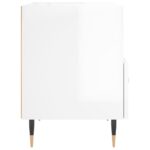 Table de chevet blanc brillant 40x35x47,5 cm bois d’ingénierie – Image 3