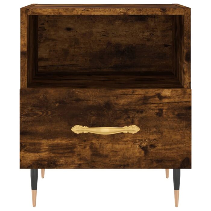 Table de chevet chêne fumé 40x35x47,5 cm bois d’ingénierie – Image 2