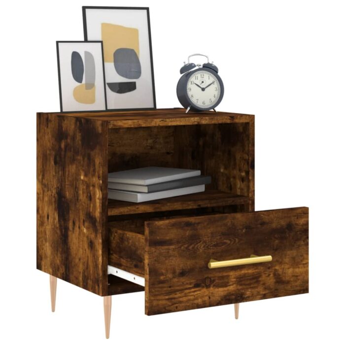 Tables de chevet 2pcs chêne fumé 40x35x47,5cm bois d’ingénierie – Image 2