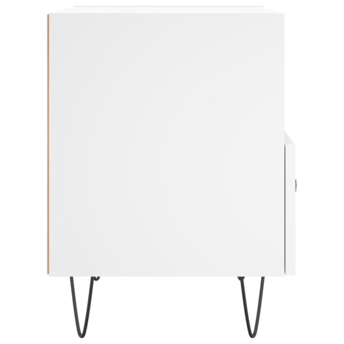 Table de chevet blanc 40x35x47,5 cm bois d’ingénierie – Image 3