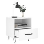 Table de chevet blanc 40x35x47,5 cm bois d’ingénierie – Image 5