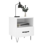 Table de chevet blanc 40x35x47,5 cm bois d’ingénierie – Image 6