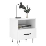Tables de chevet 2 pcs blanc 40x35x47,5 cm bois d’ingénierie – Image 2