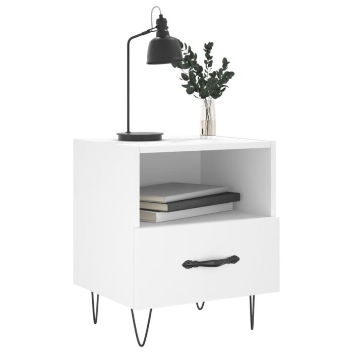Tables de chevet 2 pcs blanc 40x35x47,5 cm bois d’ingénierie – Image 2
