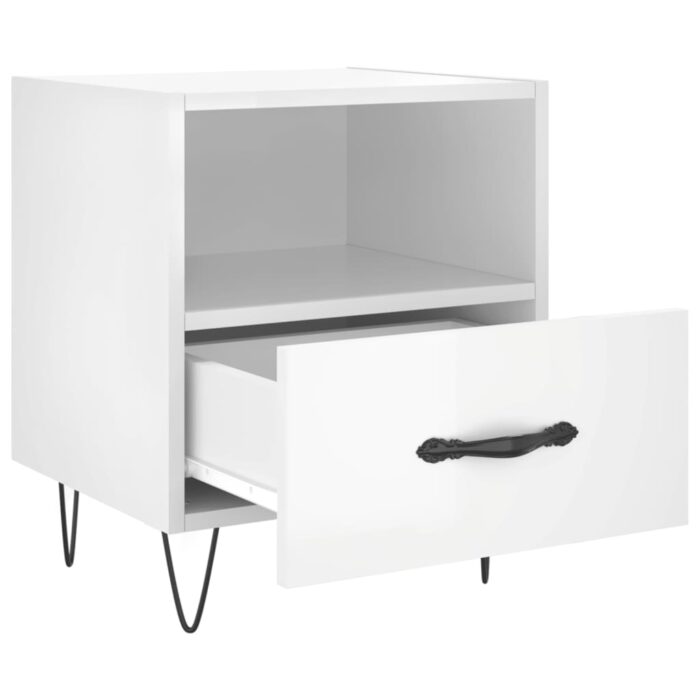 Tables de chevet 2 pcs blanc brillant 40x35x47,5 cm – Image 3