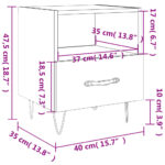 Table de chevet chêne fumé 40x35x47,5 cm bois d’ingénierie – Image 10